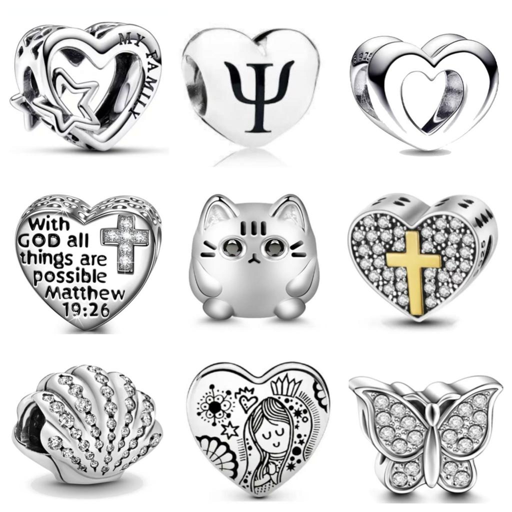 New Originalcopper Love Heart Bird Butterfly Beads Flower Charms Fit Bracelet Necklace Women Diy Jewelry