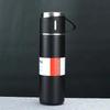 Portable Stainless Steel Thermos Cup Set with Three Lids, Laser-Engraved Logo, Ideal for Business Events