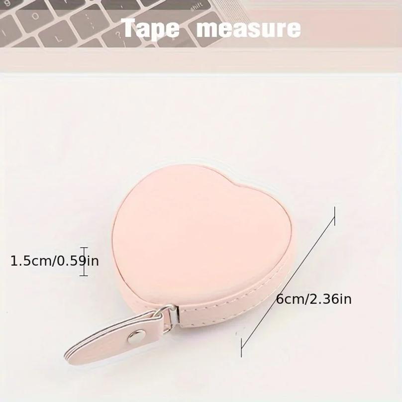 1pc Multi-Functional PU Leather Pink Love Small Tape Measure - Waist and Bust Measuring Cloth Ruler for Home Use 1.5 Meters Long
