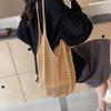 Retro Hand Knitted Shoulder Bag Fashion Women's Hollow Woven Handbag Large Capacity Solid Crochet Tote Bag Summer Mesh Beach Bag