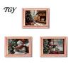 Christmas Refrigerator Magnets 3Pcs Light-up Frame Magnet, Vintage Wooden Picture Frames with Lights Fridge Glowing Magnetic Holder for Cabinet Locker