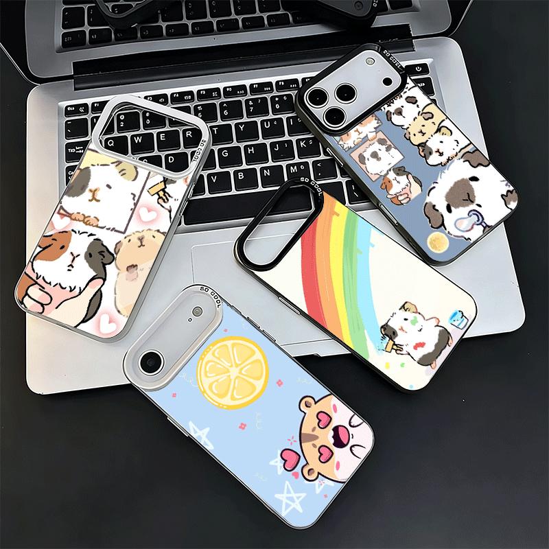 Cartoon Cute Hamster Soft Phone Case for iPhone 15 16 17 Pro Max 17Air 16E 14 Plus 13 12 Mini Shockproof Cover Back Shell