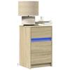 VidaXL Bedside Cabinet with LED Lights Sonoma Oak, Side Table, Bedside Cabinet, Nightstand for Bedroom, 852014