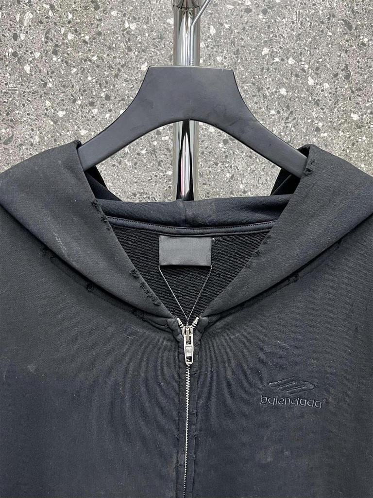 23SS B Marke Sanskrit Flamme Reißverschluss Hoodie - Lockere Passform Lässige Jacke