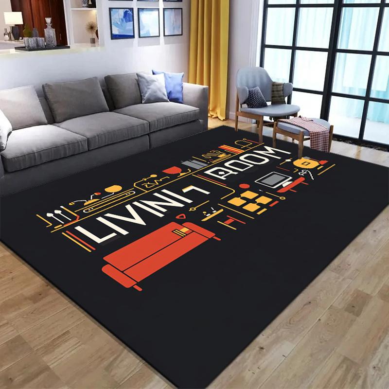 Floor Mat Crystal Fleece Non-Slip Living Room Carpet - Vibrant Geometric Design,  Polyester  Longest Side,