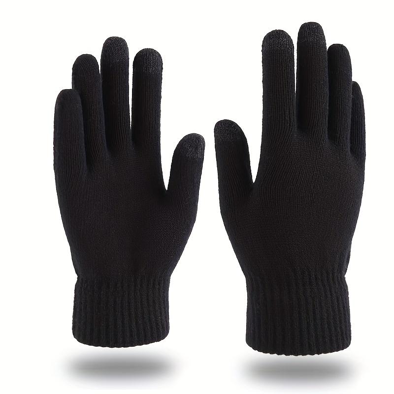 WTEMPO Men's Autumn Winter Full Finger Gloves Windproof Cold-proof Touch Screen Couple Gloves Outdoor Cycling Non-slip Warm Knitted Gloves