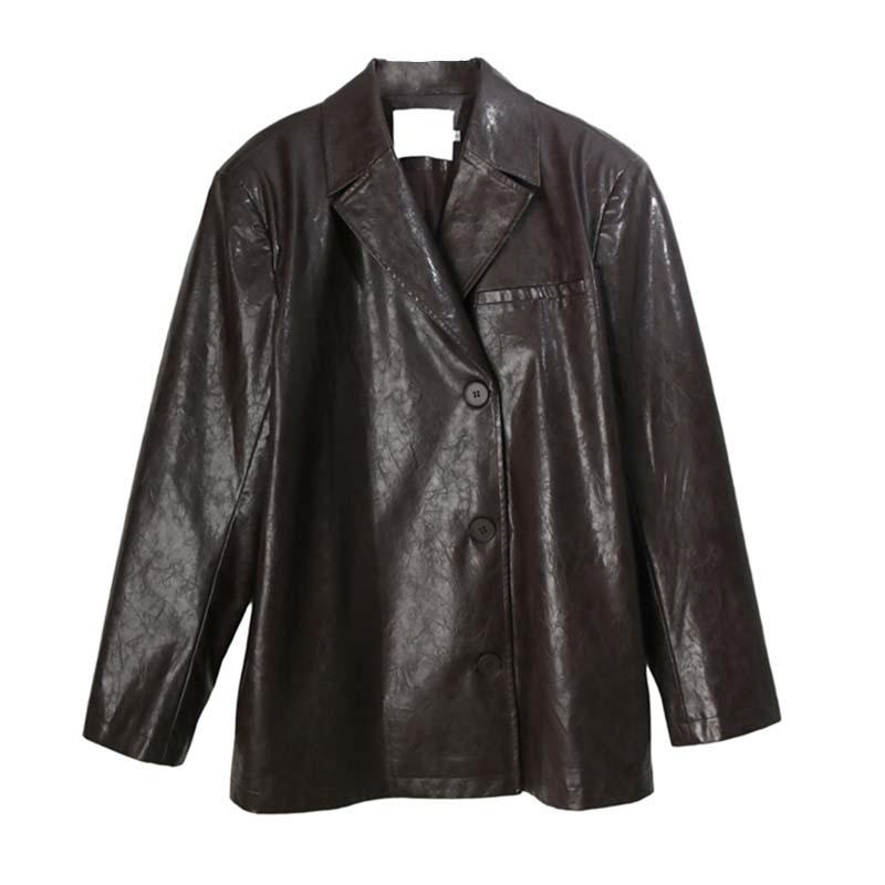 Street Style Cool Leather Suit Jacket for Women In Autumn