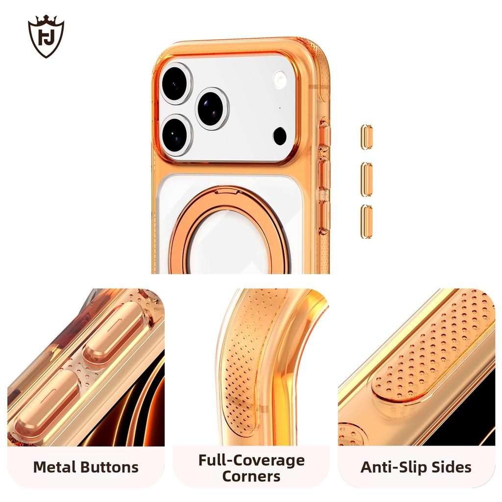 Colorful Transparent Magnetic Phone Case for IPhone 17 16 15 Pro Max Air 16E 17E for Magsafe with 360° Rotating Stand Back Cover