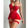 Sexy Bra Set Transparent Floral Lace Bodysuits Underwear Set Push Up Brassiere Sexy Outfit Delicate Intimates Women
