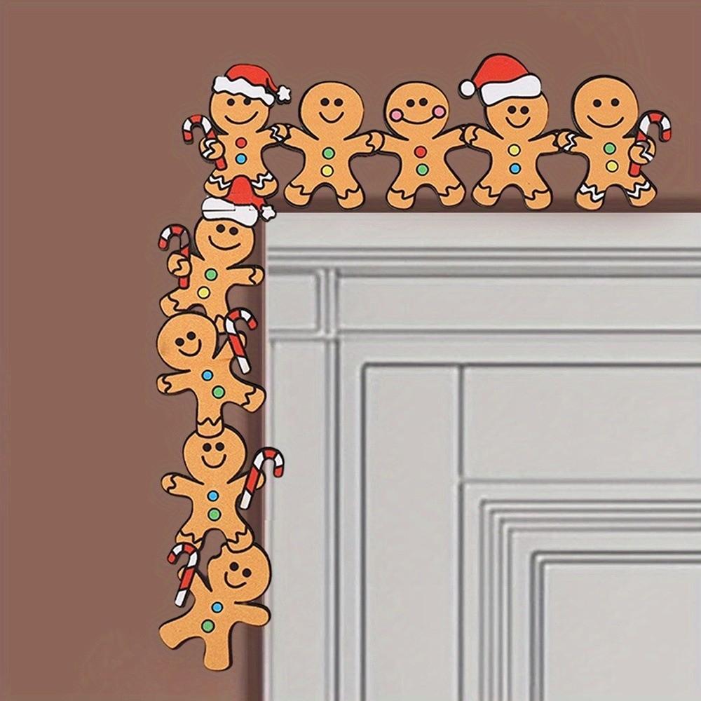

Gingerbread Man Christmas Decorative Corner Sign Wooden Christmas Sticker Door Frame Decor D-Left