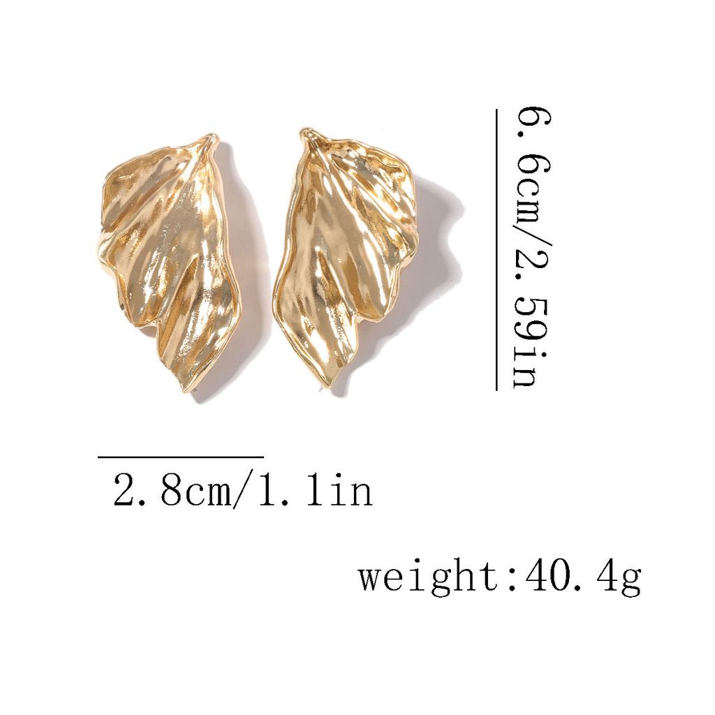 personalized ins retro cold wind alloy leaf stud earrings, simple and versatile daily commuting women's models