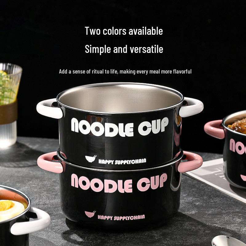 304 Stainless Steel Double Layer Insulated Noodle Bowl - Portable Bento & Lunch Box