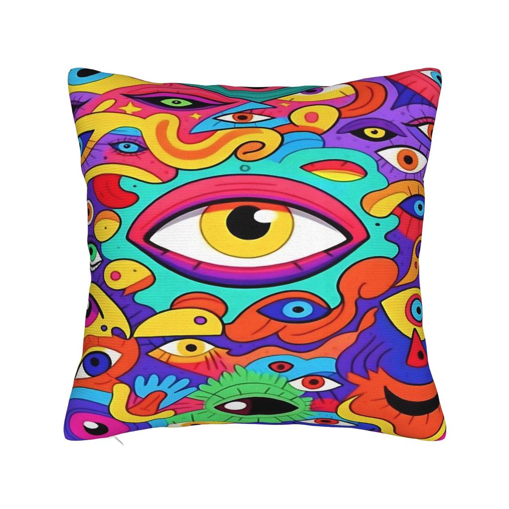 Psychedelic Graffiti Whimsical Smiling Horse Pillow Case Cute Funny Pillow Cover Comfy Pillowcases For Office Car Home Decor