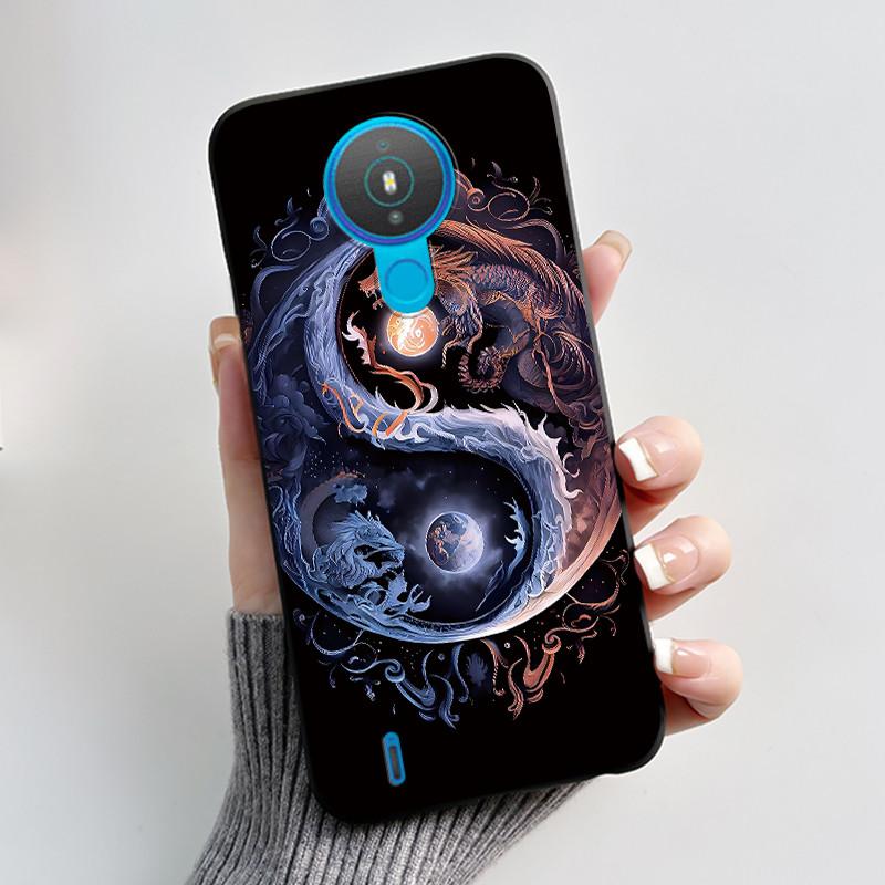 For Nokia 1.4 TA-1322 Trendy Black Phone Case For Nokia 6.2/Nokia 7.2 Lucky Koi Anti-Scratch Soft Shockproof Back Shell Cover