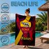 Custom Name Beach Towel Roma Football Crest Emblem Microfiber Beach Towel, Lightweight for Summer Travel, Swimming Pool Fan Birthday Gift