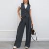 Womens 2026 Business Casual 2-Piece Set Sleeveless Blazer Vest Long Pants Solid Color Office Wear