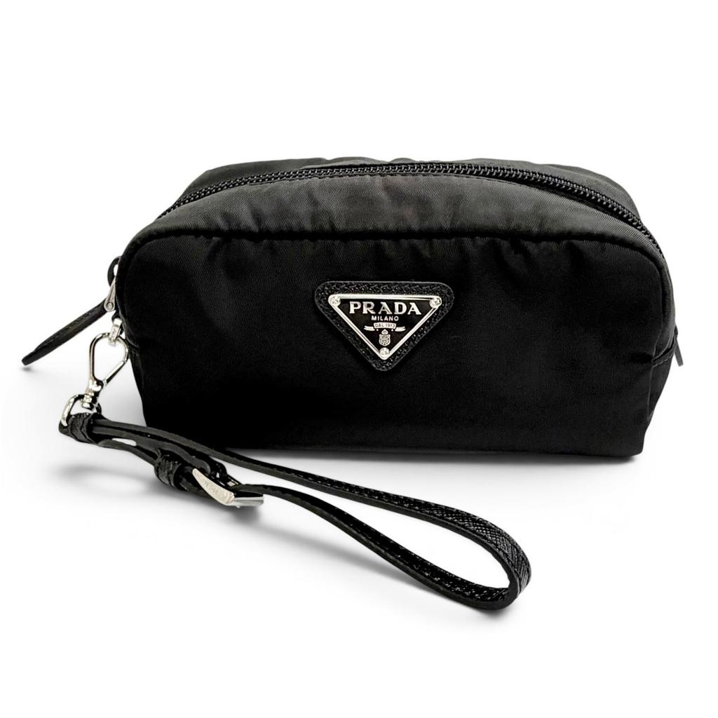 Excellent PRADA Cosmetics Pouch Vera Re-Nylon Mini Pouch Small Triangle 1NS175 Used