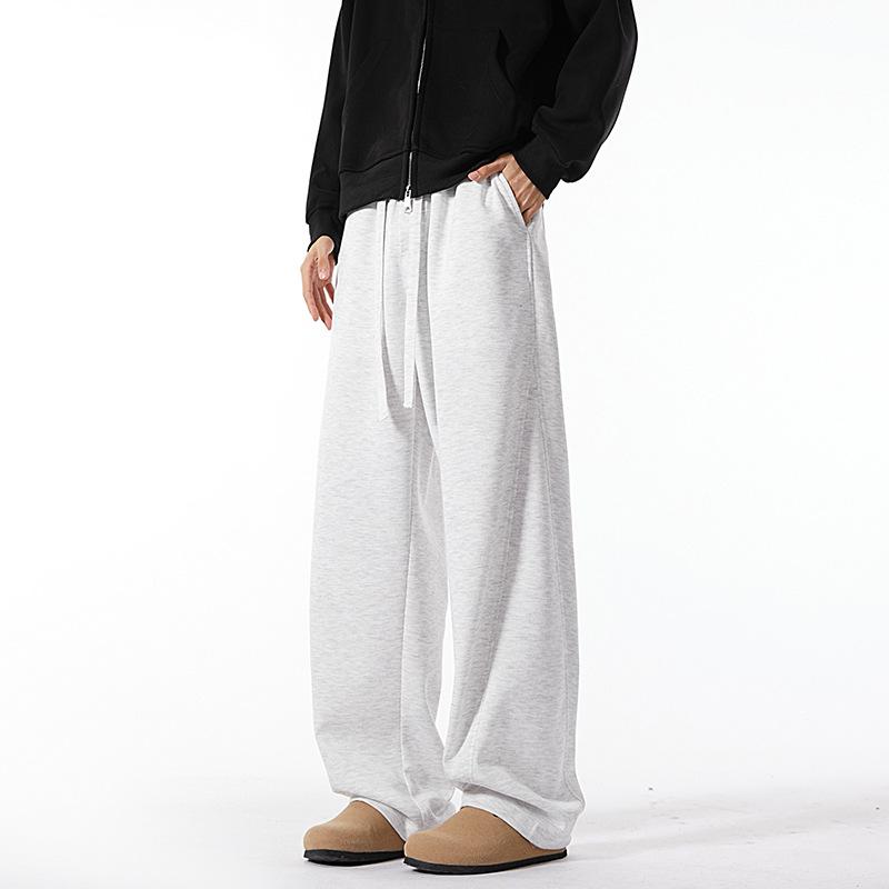 Heavy drape flower gray scimitar sweatpants men's autumn American trendy sports trousers loose straight casual trousers