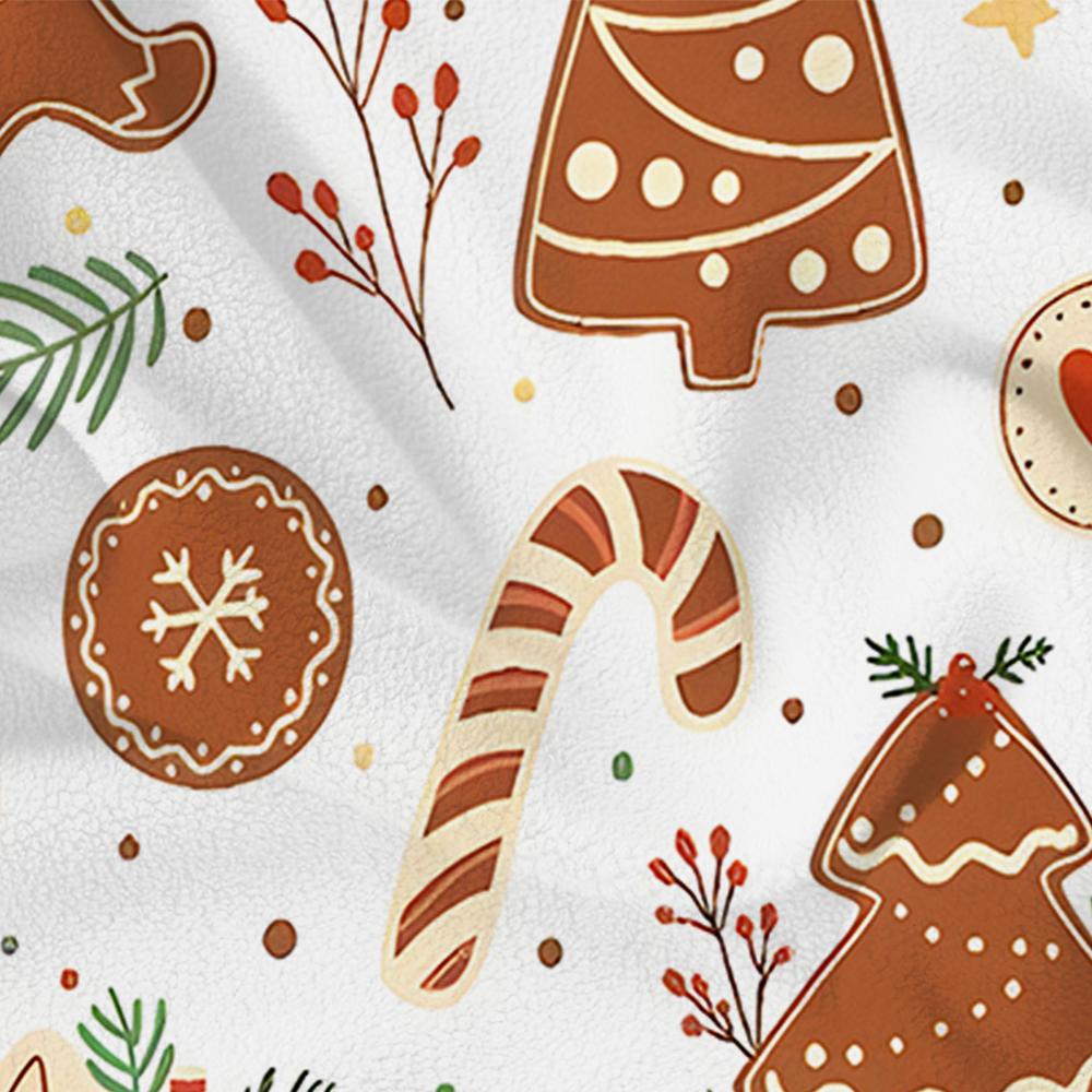 Xmas Cookie Snowflake Cartoon Anime Print Flannel Blanket Soft Warm Throw for Kids Bedroom Sofa Christmas Office Car