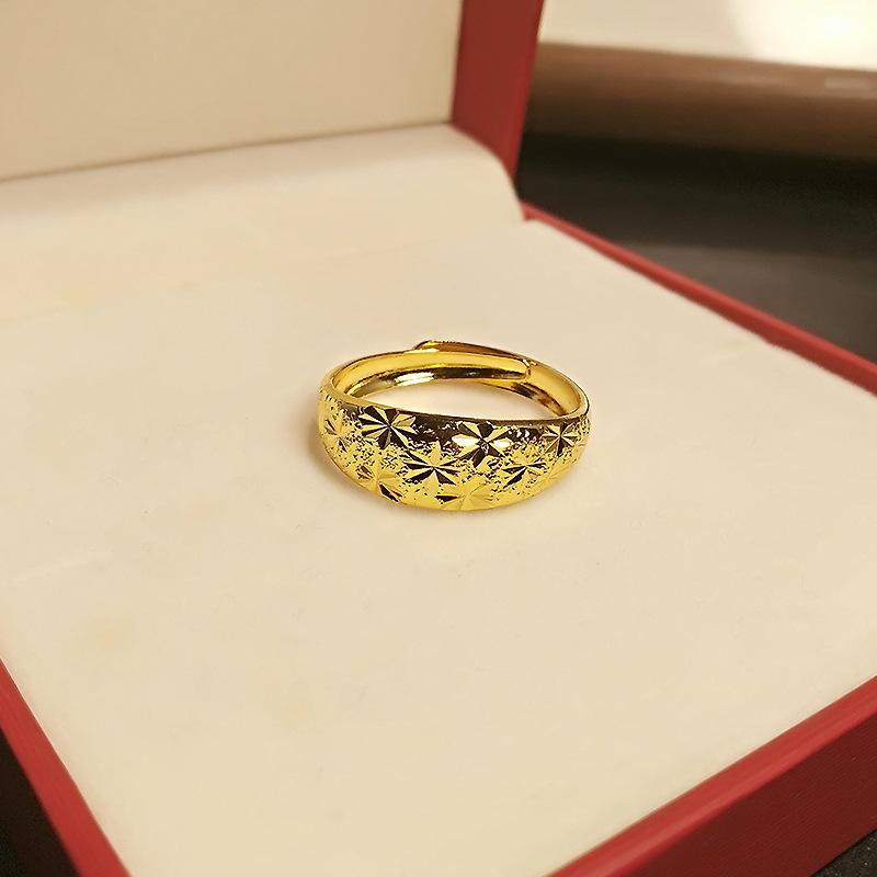 Malaysia Vietnam Sand Gold Ring Men And Women Gold-Plated Gypsy Stars Open Sand Surface Couple Ring