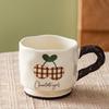 Medium Retro High value Cherry Plaid Ceramic Mug Home Casual Cup Milk Breakfast Cartoon Creativity