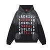 Mens Oversized Hooded Sweatshirt With Distressed Wash Patch Appliqu Letter Print Streetwear Casual Top