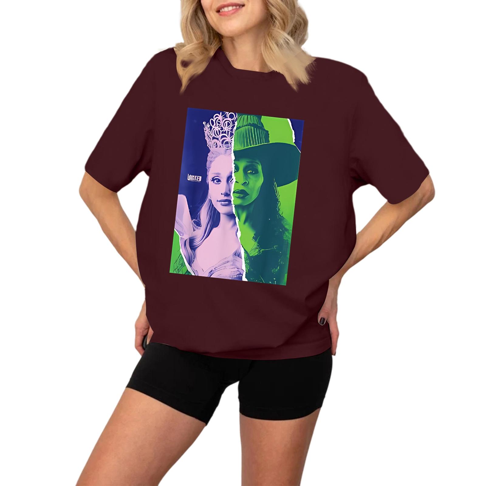 

Women s Fashionable And Casual Long Sleeve Printed Short-Sleeved Top L винний