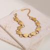 GEMCHIC Women's 18K Gold Plated Stainless Steel Heart Hollow Necklace Bracelet Set Geometric Chain Fashion Jewelry
