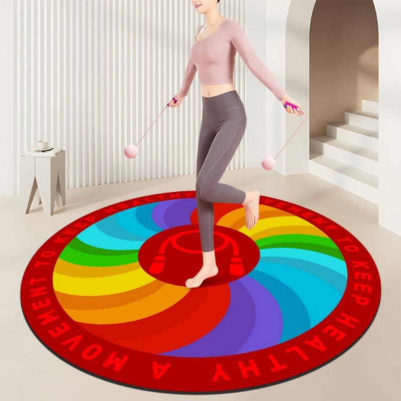 Rainbow Spiral Fitness Mats Colorful Flower Design Movement Healthy Motif Non Slip Exercise Rugs for Home Gym