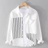 Men's Striped Long Sleeve Shirt - Fresh Color Block, Versatile Casual Style for Spring and Autumn (9630)