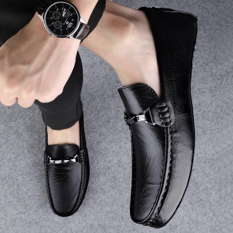 Fashion Elegant Man Slip-on Loafers Versatile Driving Footwear Men Comfy Moccasins Genuine Leather Men Shoes Classic Wedding Party Shoes