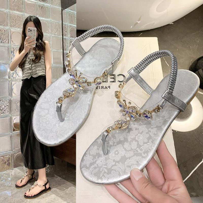 Summer Toe Sandals 2025 New High-quality Solid Color Non-Slip Women's Shoes 36-43 Large Size Banquet Sandals