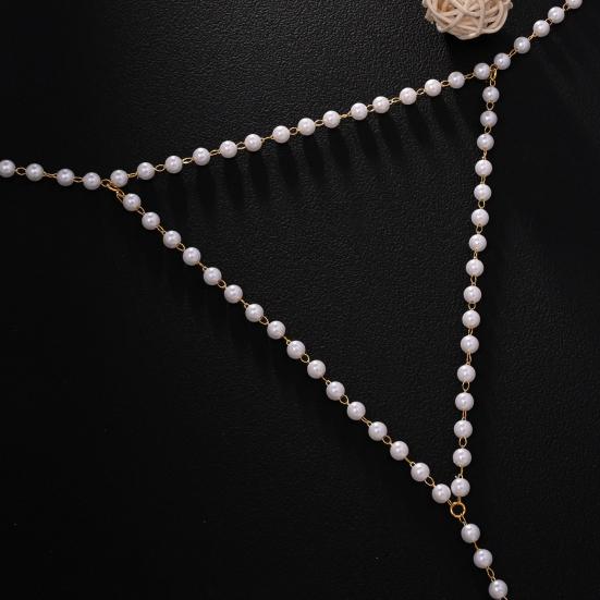 Faux Pearl Body Chain Women Adjustable Waist Chain with Extension Chain Sexy Underwear Jewelry Waist Accessory