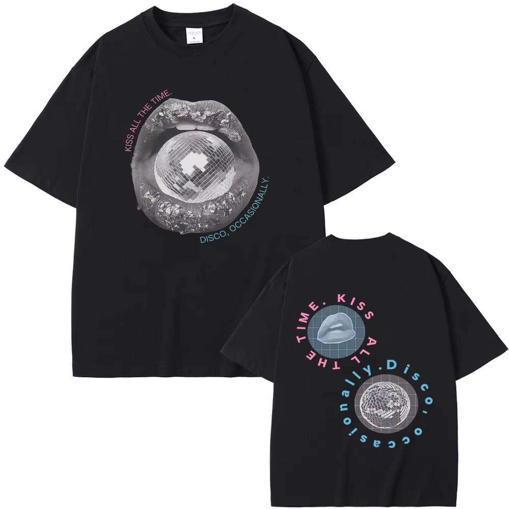 Kiss All The Time Disco Occasionally Graphic Tshirt Unisex Women Clothing Fashion Casual T Shirt Male Hip Hop Retro Streetwear