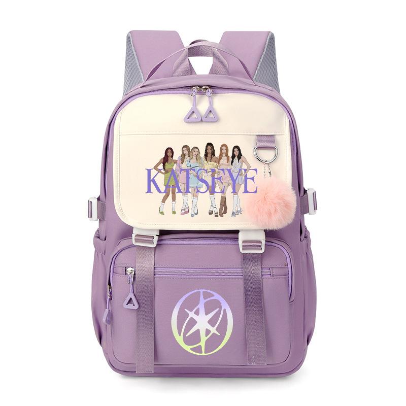 Hot Katseye Funny Print School Bags Teenage Girls Large Capacity Outdoor Travel Bagpack Multi-function Cartoon Students Backpack
