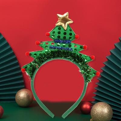 Headband with Sequins Christmas Tree Shape Performance Props Christmas Tree Hair Hoop Costume for Christmas