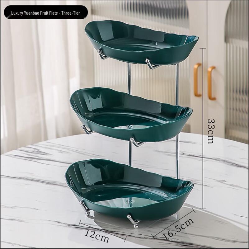 Light Luxury 3-Tier Fruit Plate with Silver Stand