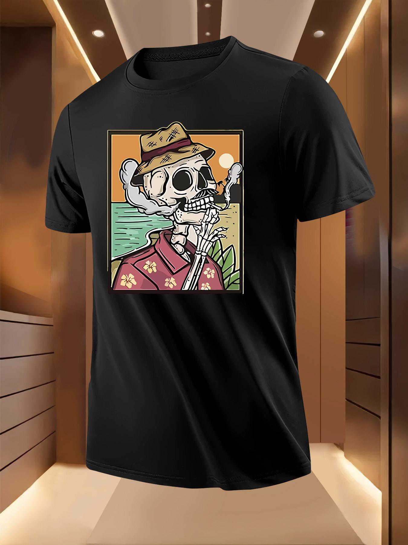 Tshirt with a Smoking Skull Print XL