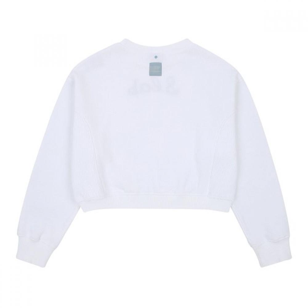 Bluetail Unisex Line Cut White Crop Sweatshirt Aza2ts02wt