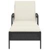 Black Sun Lounger with Cushion 63x200x81 cm Poly Rattan