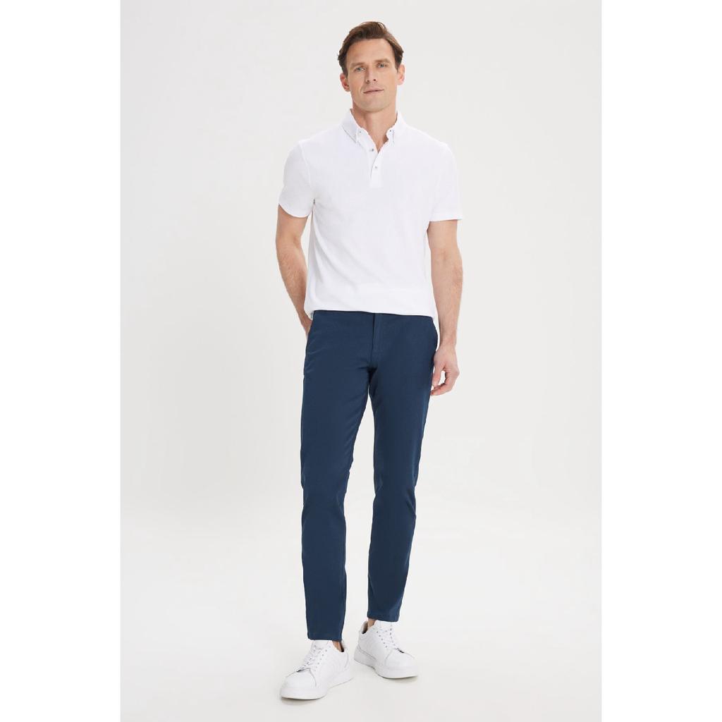 Calças Chino Slim Fit Masculinas de Lona Preta Slim Fit com Bolso Lateral