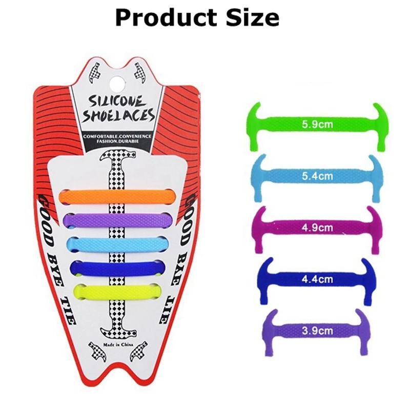 10 Stück/Set Elastische Silikon-Schnürsenkel Kinder Sport Laufen Keine-Krawatte-Schnürsenkel Alle Sneaker Schuhschnürsenkel Passform Riemen Schnürsenkel