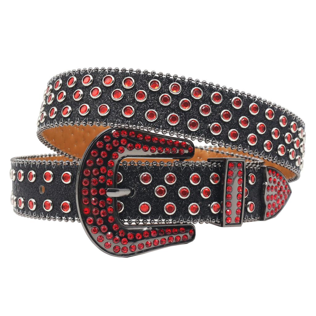 Punk European and American Diamond Inlaid Belt High-end Pin Buckle Full Diamond Sequin Hip-hop Decoration Nightclub Belt Women