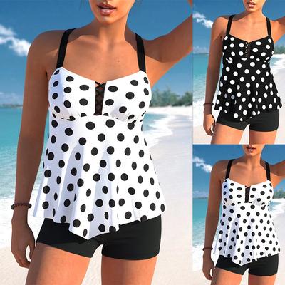 Nuovo costume da bagno Tankini Set da 2 pezzi Costume da bagno normale Set da 2 pezzi Costume da bagno stampato Wavelet Dot Costume da bagno sportivo per vacanze al mareS-6XL
