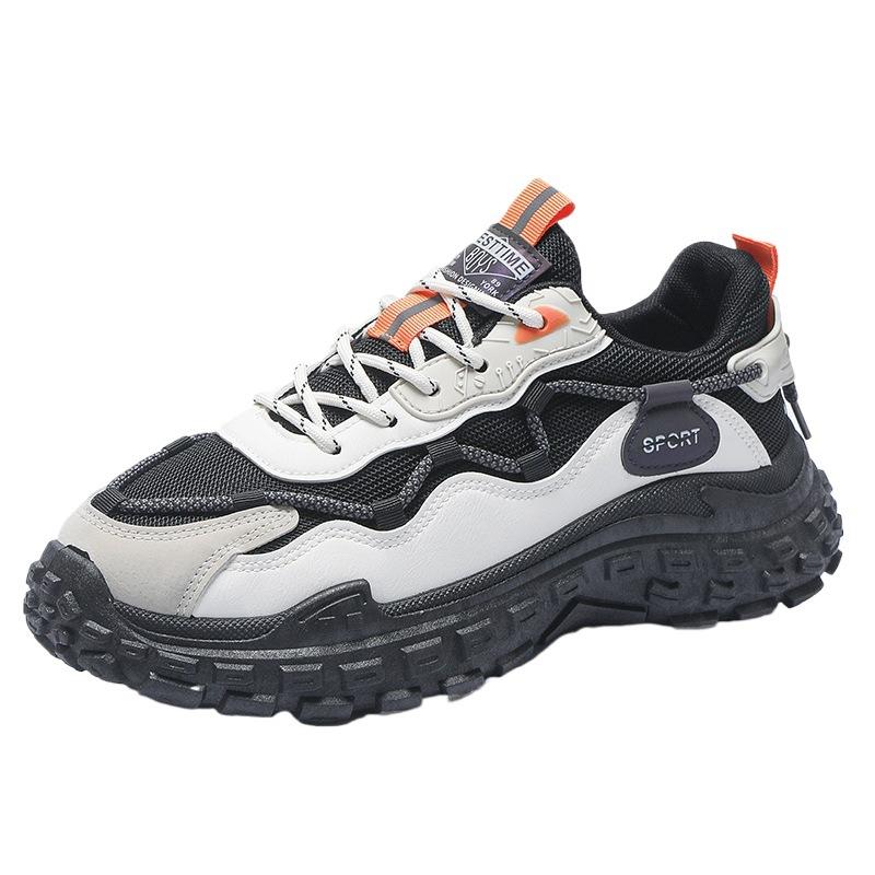 Herrenschuhe Herbst neue atmungsaktive Mesh-Sportschuhe Herren-Trend vielseitige kleine weiße Schuhe mit dicker Sohle, rutschfest, trendige Schuhe