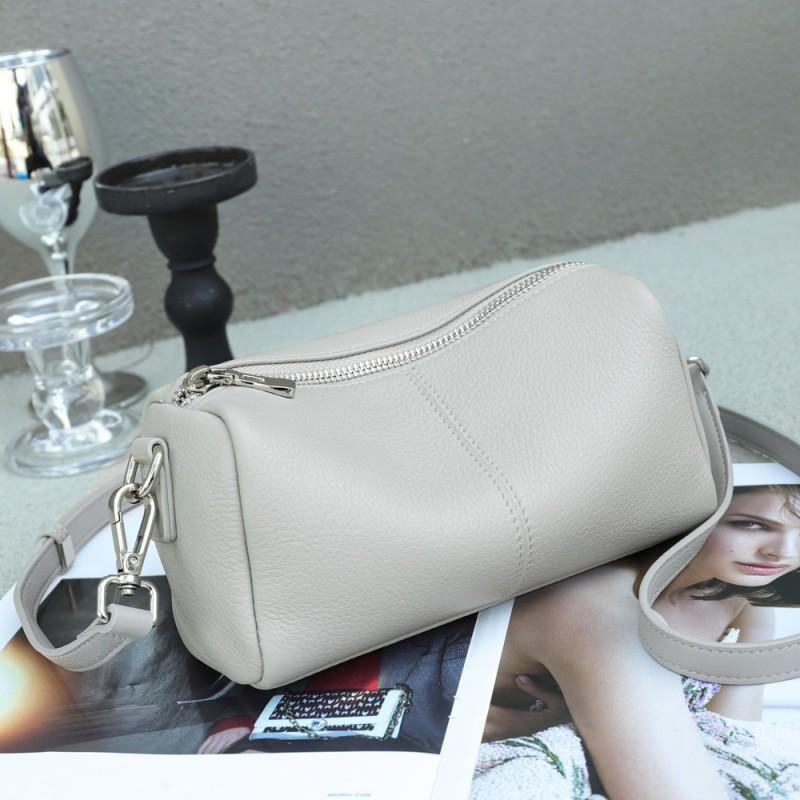 Cylinder Shaped Leather Bag With Natural Drop High-end Feel Women's Shoulder Single Diagonal Fashion