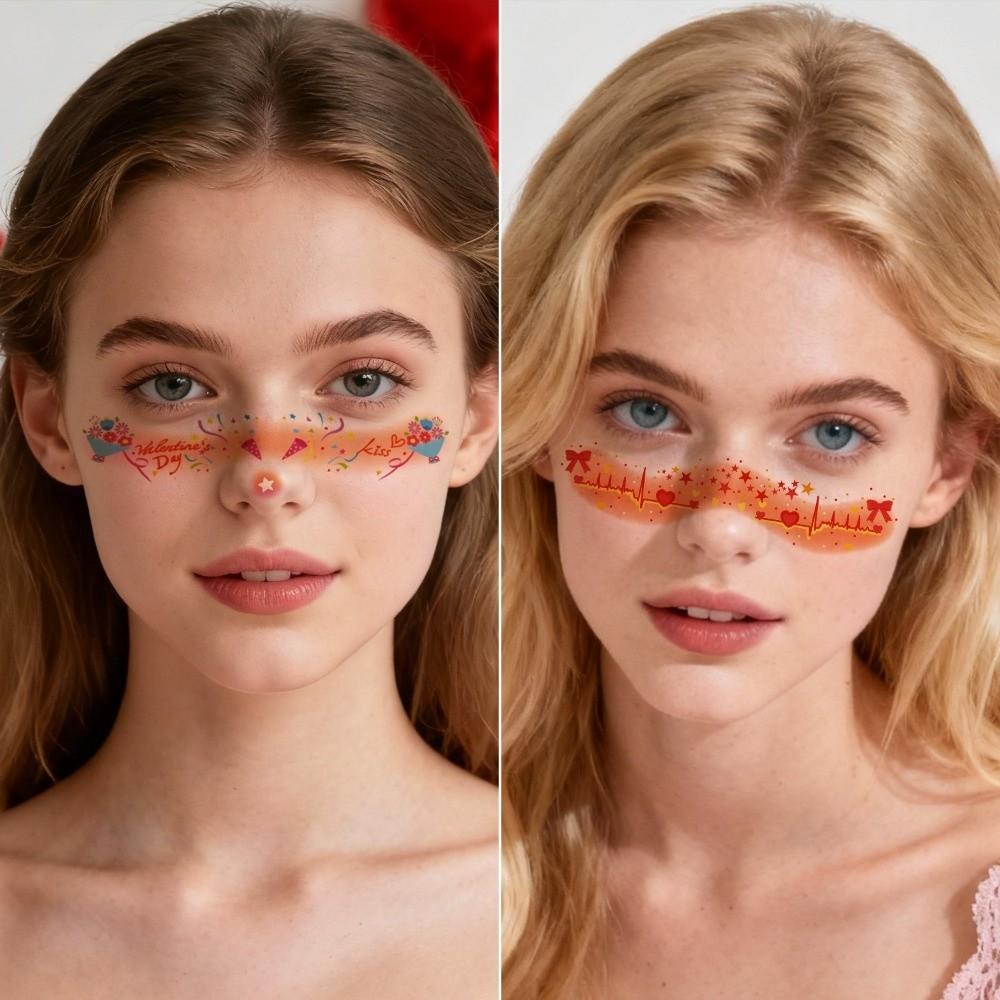 Lips Cheek Temporary Stickers Disposable Love Face Stickers Valentine's Day Tattoo Take Photos