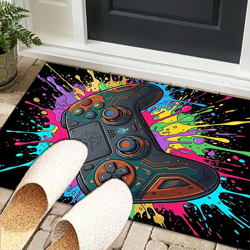 Neon Gaming Controller Office Rug Chair Mat, Game Carpet, Suitable for Front Door, Bedroom, Living Room, Desk, Holiday Gift