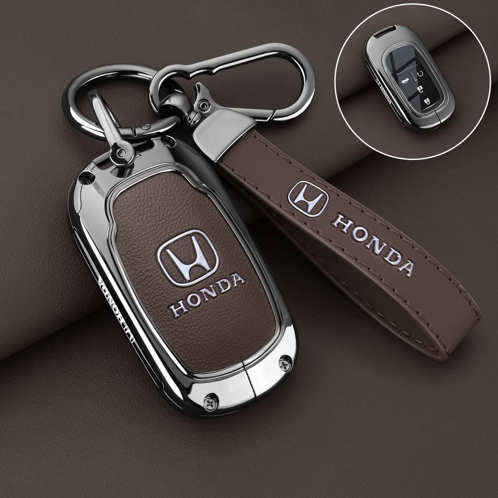Leather Zinc Alloy Car Remote Key Case Cover For Honda Civic 11th Gen Accord Vezel Freed Pilot CRV 2021 2022 Protector Accessory