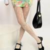 Women'S Vintage Small Flower Patterned Tights High Waist Multicolor Mesh Pantyhose Floral Stockings Hosiery